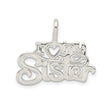 Sterling Silver Pendant with I Love My Sister Phrase and Heart Charm