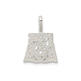 Sterling Silver Pendant with Heart Symbol, I Love You Mom Sentiment, Motherhood Charm