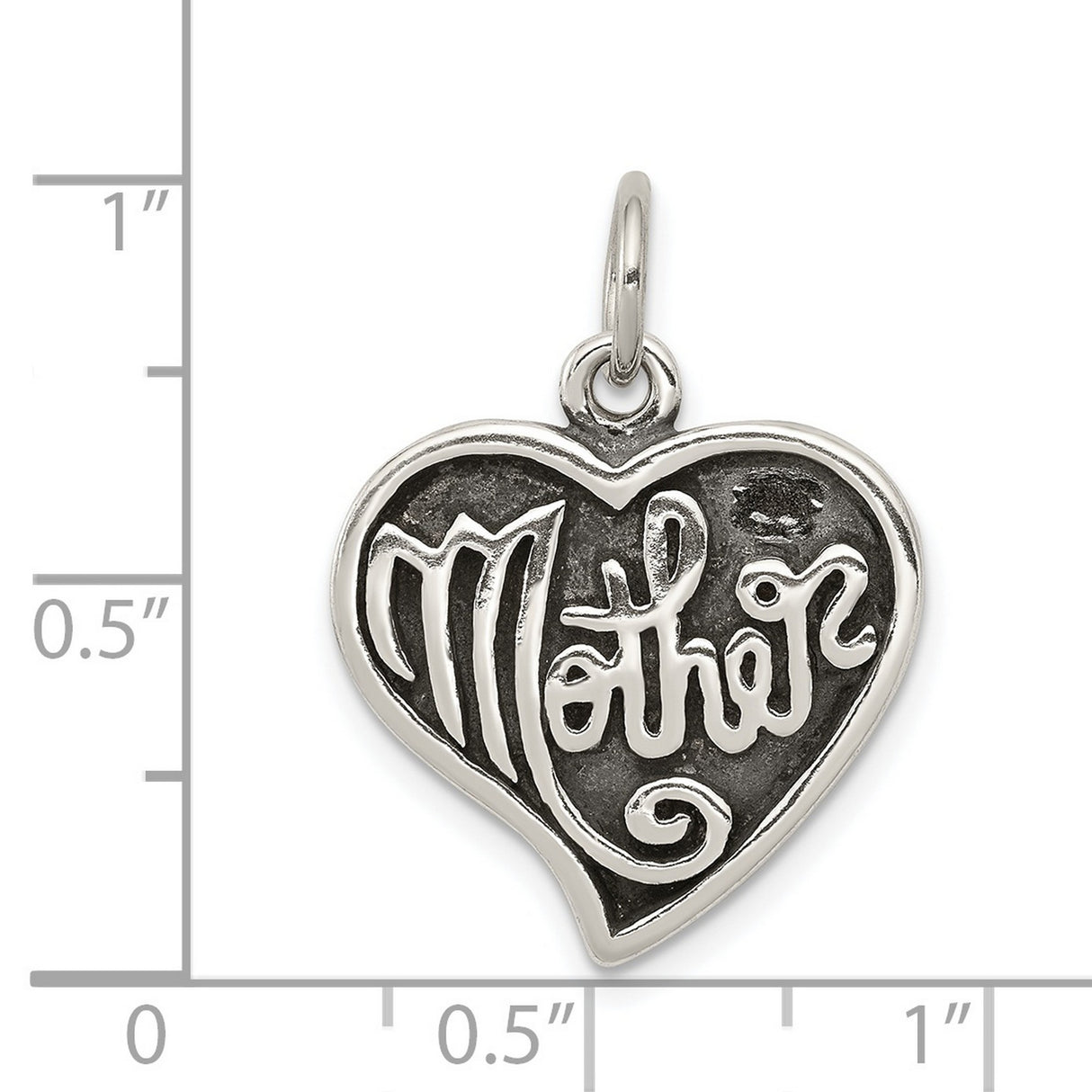 Antique Mother Heart Charm Pendant in Real 925 Sterling Silver