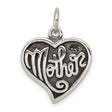 Antique Mother Heart Charm Pendant in Real 925 Sterling Silver