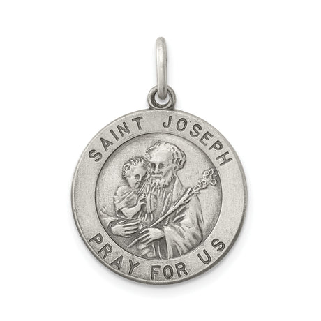 Sterling Silver Saint Joseph Pendant with Saint Joseph Pray For Us Inscription