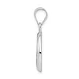 Sterling Silver Open Heart Pendant, Polished Finish, Minimalist Romantic Design for Women