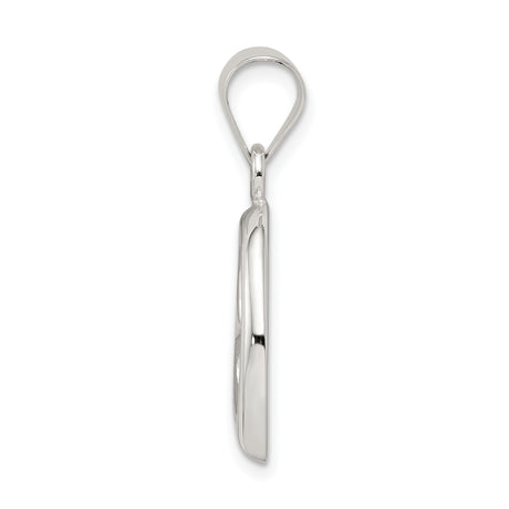 Sterling Silver Open Heart Pendant, Polished Finish, Minimalist Romantic Design for Women