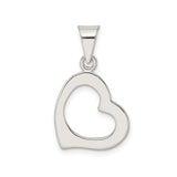 Sterling Silver Open Heart Pendant, Polished Finish, Minimalist Romantic Design for Women