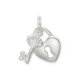 Sterling Silver Heart Lock and Key Pendant, Vintage Style Romantic Charm for Women