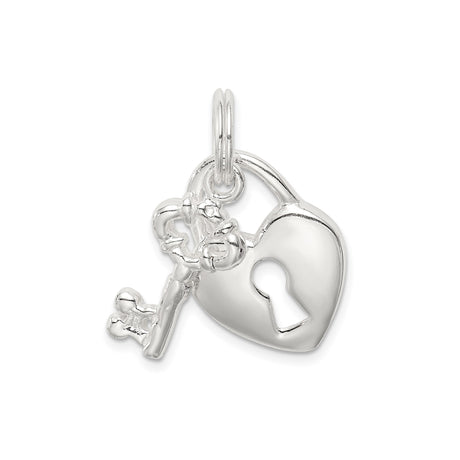 Sterling Silver Heart Lock and Key Pendant, Vintage Style Romantic Charm for Women