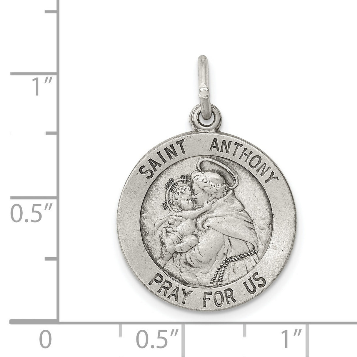 Saint Anthony Pray For Us Words Charm Pendant in Real 925 Sterling Silver