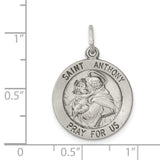 Saint Anthony Pray For Us Words Charm Pendant in Real 925 Sterling Silver