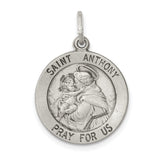 Saint Anthony Pray For Us Words Charm Pendant in Real 925 Sterling Silver