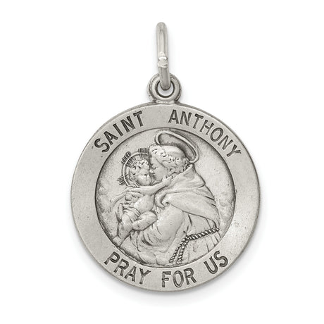 Sterling Silver Saint Anthony Medal Pendant with Pray for Us Engraving, Catholic Religious Jewelry
