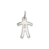 Sterling Silver Pendant Charm, Minimalist Human Figure Outline, Unisex Abstract Family Design