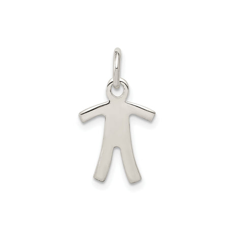 Sterling Silver Pendant Charm, Minimalist Human Figure Outline, Unisex Abstract Family Design
