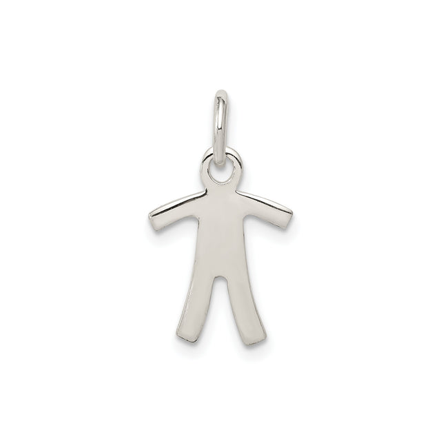 Sterling Silver Pendant Charm, Minimalist Human Figure Outline, Unisex Abstract Family Design