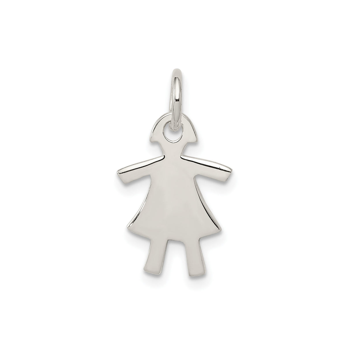 Sterling Silver Girl Silhouette Pendant, Minimalist Cutout Charm for Women or Mothers