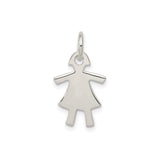 Sterling Silver Girl Silhouette Pendant, Minimalist Cutout Charm for Women or Mothers