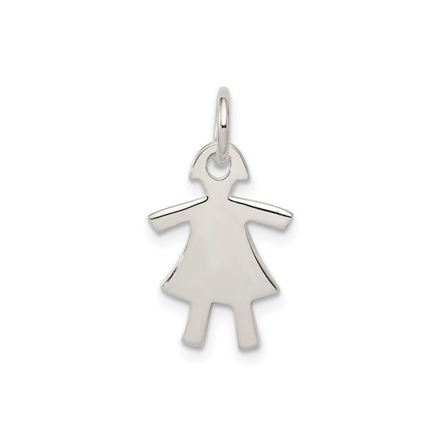 Sterling Silver Girl Silhouette Pendant, Minimalist Cutout Charm for Women or Mothers