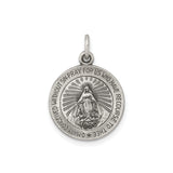 Sterling Silver Miraculous Medal Pendant Featuring Virgin Mary with 1830 Inscription