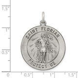 Sterling Silver Saint Florian Medal Pendant with Protect Us Inscription