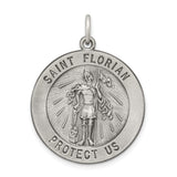 Sterling Silver Saint Florian Medal Pendant with Protect Us Inscription