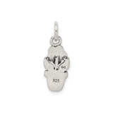 Sterling Silver Flower Pot Charm Pendant with Blooming Floral Detail, Garden-Inspired Design