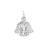 Sterling Silver Jacket Charm Pendant with Pink, Blue, and Clear Crystal Accents