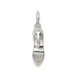 Sterling Silver High Heel Shoe Charm Pendant with Cubic Zirconia Accents for Women