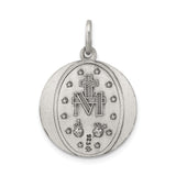 Sterling Silver Miraculous Medal Pendant with Virgin Mary and Religious Inscription for Women