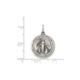 Sterling Silver Miraculous Medal Pendant with Virgin Mary and Religious Inscription for Women