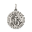 Sterling Silver Miraculous Medal Pendant with Virgin Mary and Religious Inscription for Women