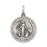 Sterling Silver Miraculous Medal Pendant with Virgin Mary and Religious Inscription for Women