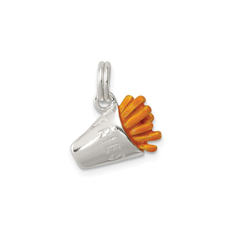 Sterling Silver French Fries Charm Pendant with Colorful Enamel Details, Fun Food Jewelry Accessory