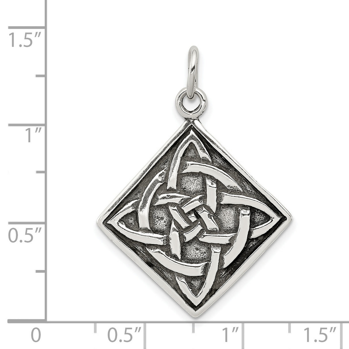 Celtic Trinity Knot Symbol on Square Charm Pendant in Real 925 Sterling Silver