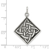 Celtic Trinity Knot Symbol on Square Charm Pendant in Real 925 Sterling Silver