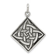 Celtic Trinity Knot Symbol on Square Charm Pendant in Real 925 Sterling Silver