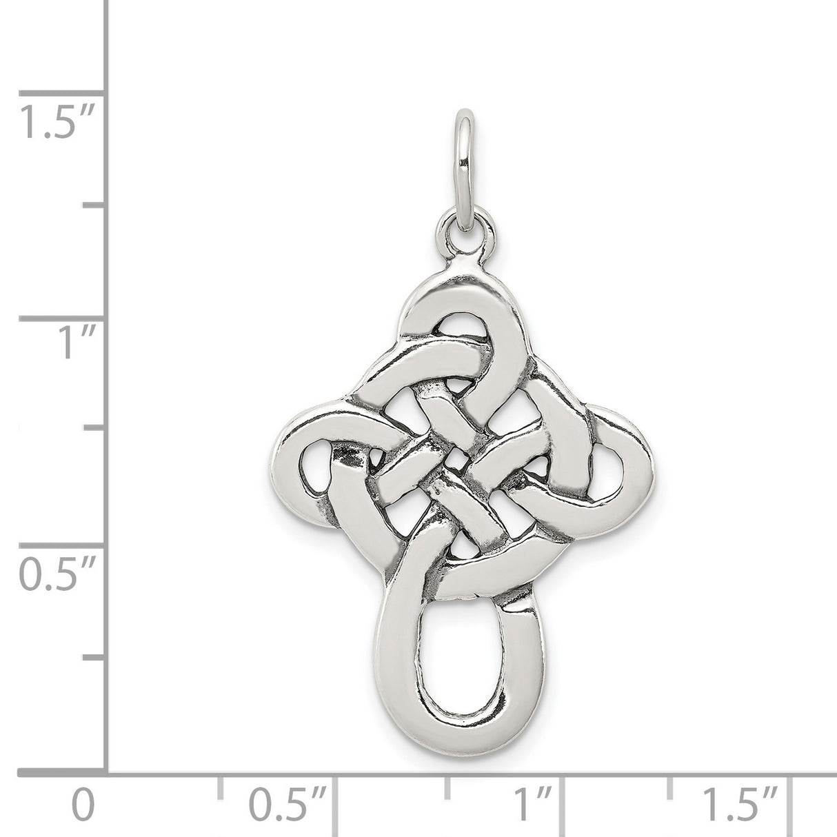 Knotted Solid Celtic Cross Charm Pendant in Real 925 Sterling Silver