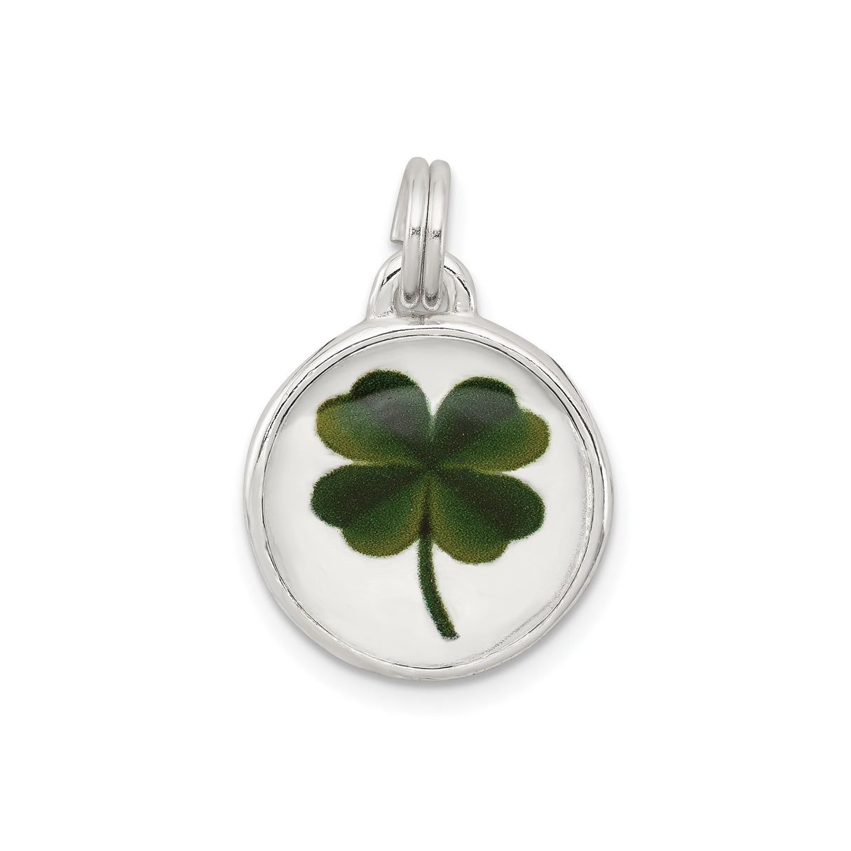 Sterling Silver Four-Leaf Clover Pendant with Real Preserved Clover, Irish Lucky Charm