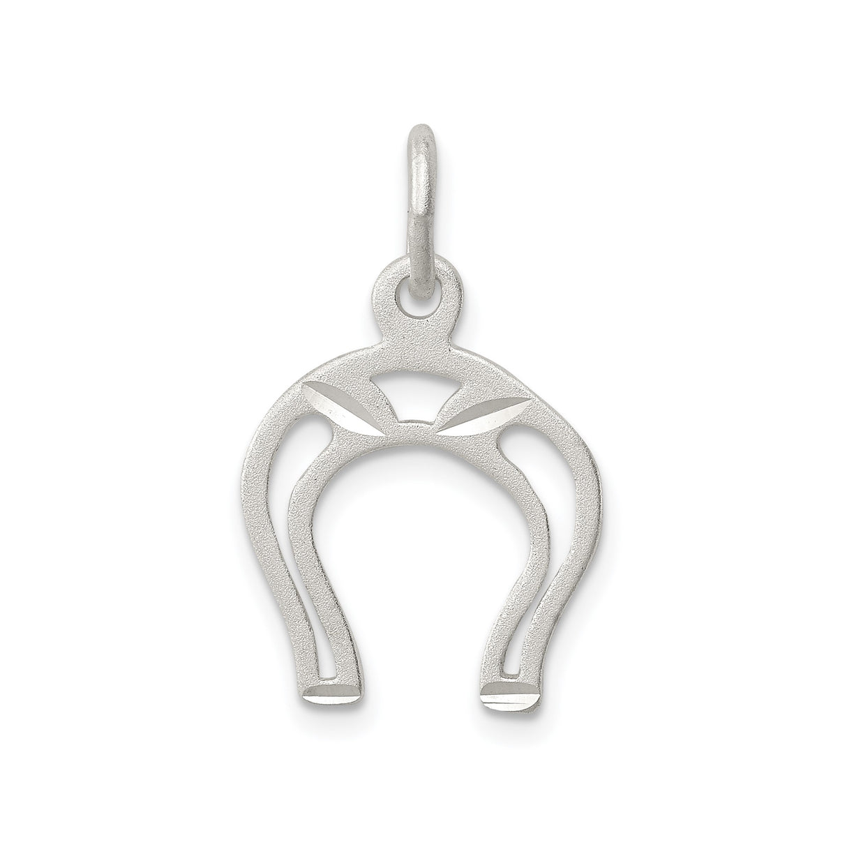 Sterling Silver Horseshoe Pendant with Cutout Design and Textured Finish, Western Equestrian Style