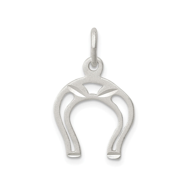 Sterling Silver Horseshoe Pendant with Cutout Design and Textured Finish, Western Equestrian Style
