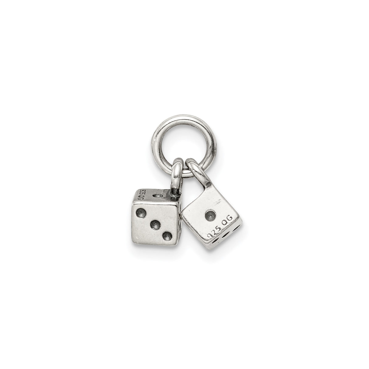 Sterling Silver Dice Pendant with Double Dice Charm, Unisex Casino and Gaming Jewelry