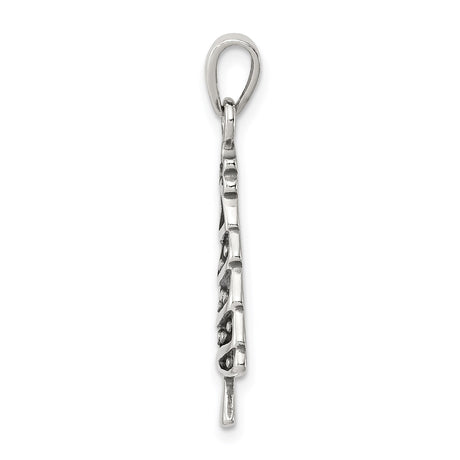 Sterling Silver Christmas Tree Pendant with Star and Garland, Festive Holiday Charm
