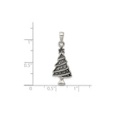 Sterling Silver Christmas Tree Pendant with Star and Garland, Festive Holiday Charm