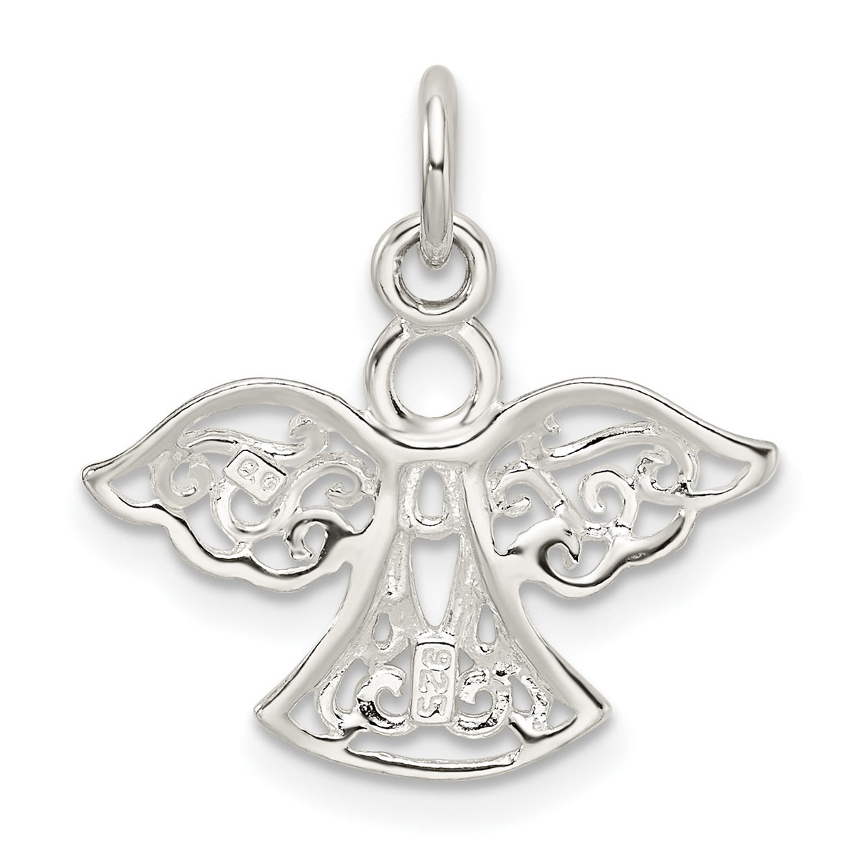 Filigree Angel Charm Pendant in Real 925 Sterling Silver