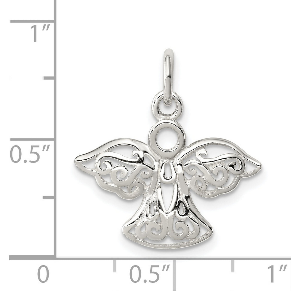 Filigree Angel Charm Pendant in Real 925 Sterling Silver