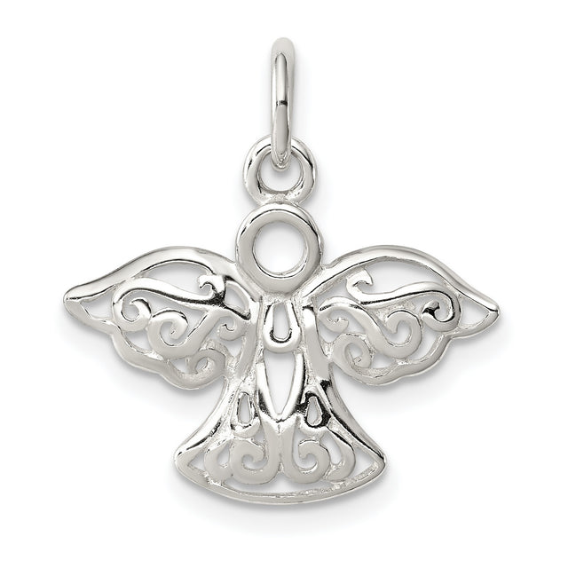 Filigree Angel Charm Pendant in Real 925 Sterling Silver