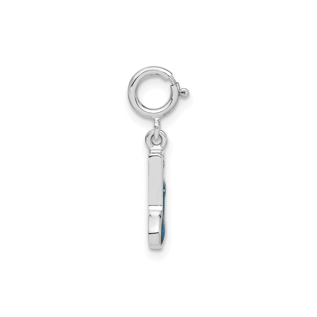 Sterling Silver Music Note Pendant with Light Blue Crystals and Blue Enamel Accents