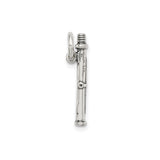 Sterling Silver Flute Charm Pendant with Detailed Key Design, Musical Instrument Jewelry