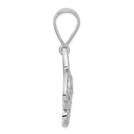 Sterling Silver Music Note Pendant with Cubic Zirconia Treble Clef and Disc Design