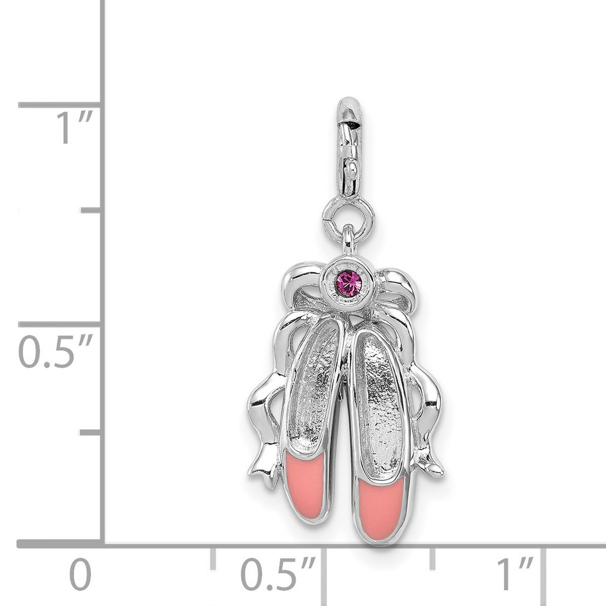 Pink Enameled Ballet Slippers Charm Pendant in Real 925 Sterling Silver