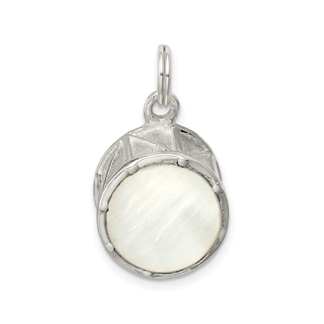 Sterling Silver Mezuzah Pendant with Mother of Pearl Inlay, Hebrew Shin Symbol Design