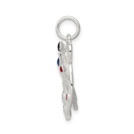 Sterling Silver Artist Palette Pendant with Enamel Paint and Paintbrush Accents